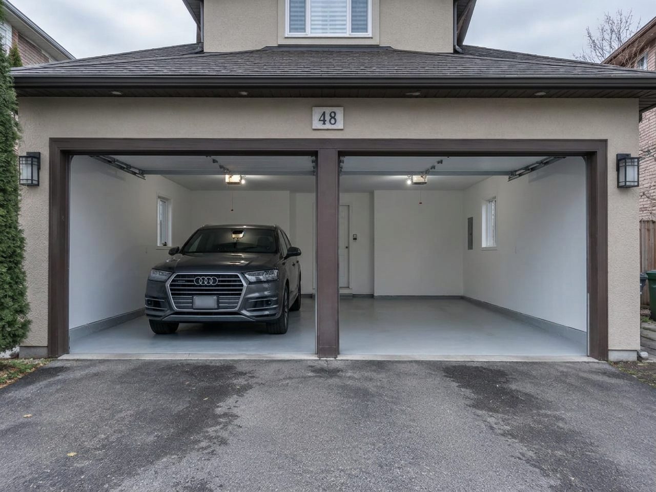Empty swept double garage in Leaside, Toronto, after Space Back cleanout