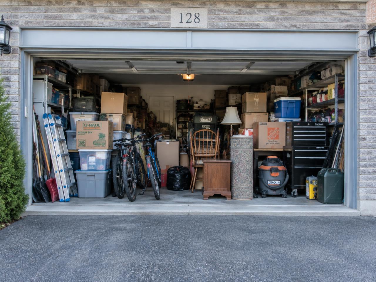 Packed double garage in Toronto before a Space Back cleanout